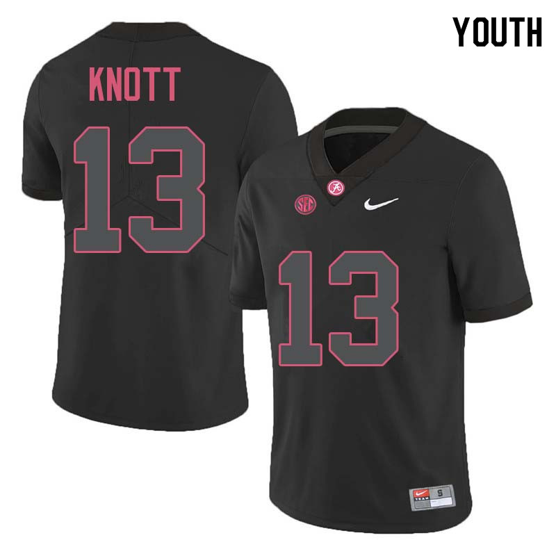 Youth #13 Nigel Knott Alabama Crimson Tide College Football Jerseys Sale-Black